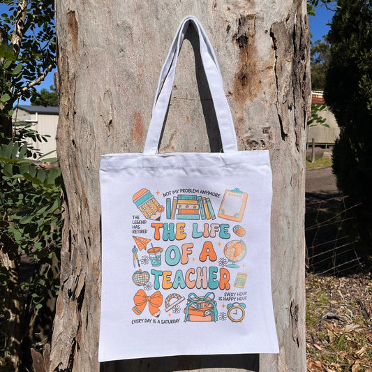 The Life of a Teacher showgirl style canvas tote bag - Webster Enterprises