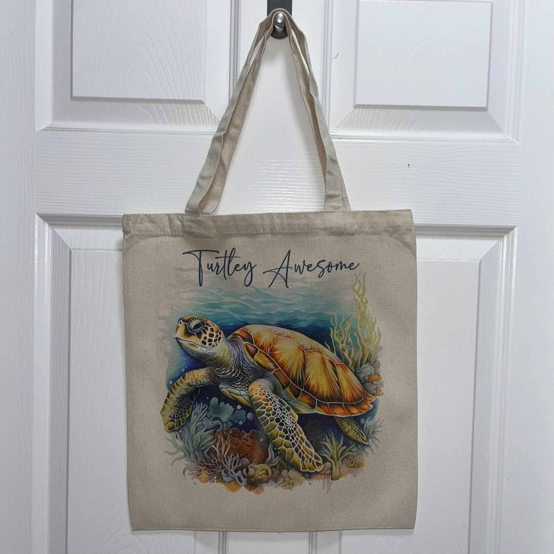 Turtely Awesome Watercolour turtle canvas tote bag - Webster Enterprises